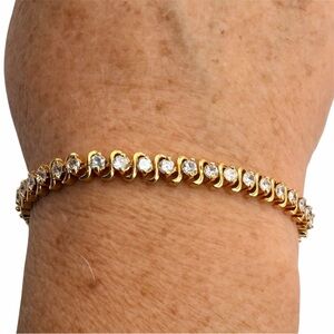 Estate CZ Gold Over Sterling Silver Tennis Bracelet Size 7.5
